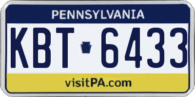 PA license plate KBT6433