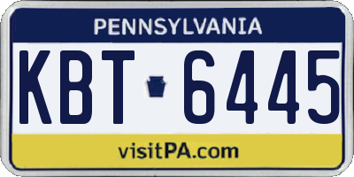 PA license plate KBT6445
