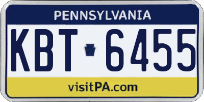 PA license plate KBT6455