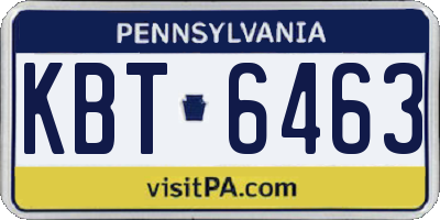 PA license plate KBT6463
