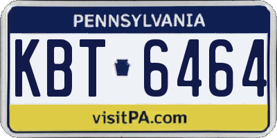 PA license plate KBT6464