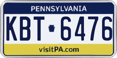 PA license plate KBT6476