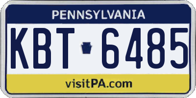PA license plate KBT6485