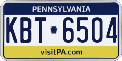 PA license plate KBT6504