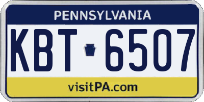 PA license plate KBT6507