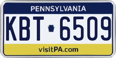 PA license plate KBT6509