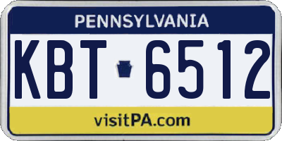 PA license plate KBT6512
