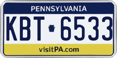 PA license plate KBT6533