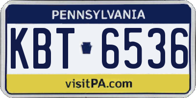 PA license plate KBT6536