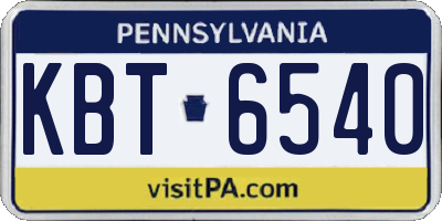 PA license plate KBT6540