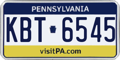 PA license plate KBT6545