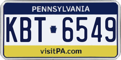 PA license plate KBT6549