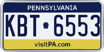 PA license plate KBT6553