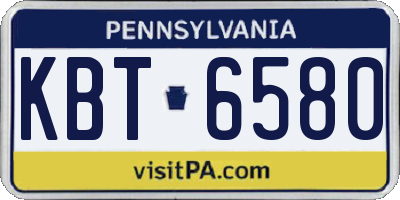 PA license plate KBT6580