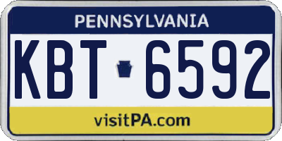 PA license plate KBT6592