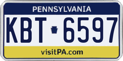PA license plate KBT6597