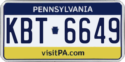 PA license plate KBT6649