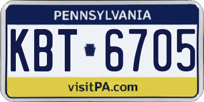 PA license plate KBT6705