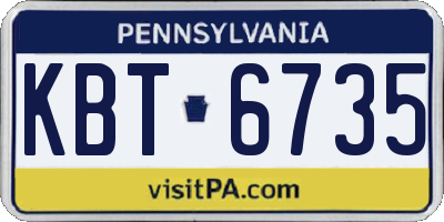 PA license plate KBT6735