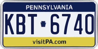 PA license plate KBT6740