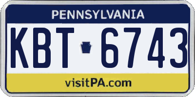 PA license plate KBT6743