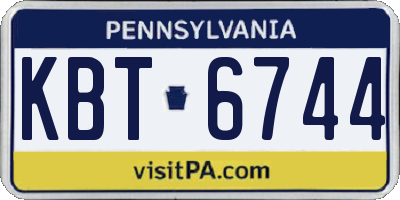 PA license plate KBT6744