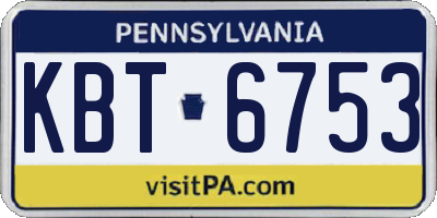 PA license plate KBT6753