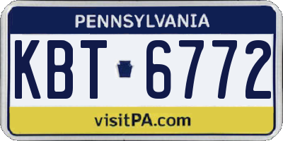PA license plate KBT6772
