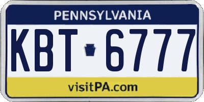 PA license plate KBT6777