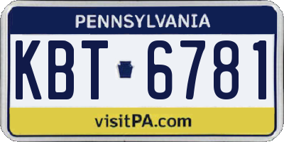 PA license plate KBT6781