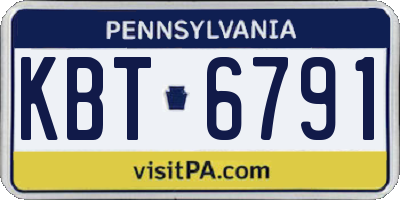 PA license plate KBT6791