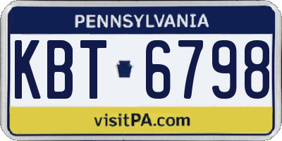 PA license plate KBT6798
