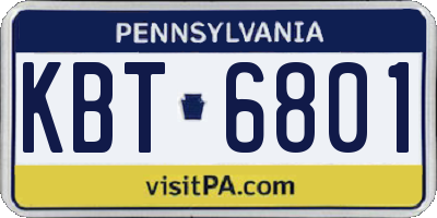 PA license plate KBT6801