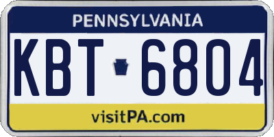 PA license plate KBT6804