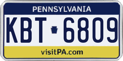 PA license plate KBT6809
