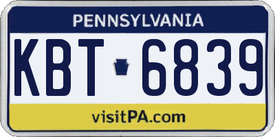 PA license plate KBT6839
