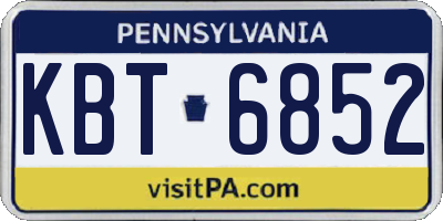 PA license plate KBT6852