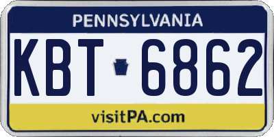 PA license plate KBT6862