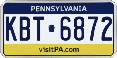 PA license plate KBT6872