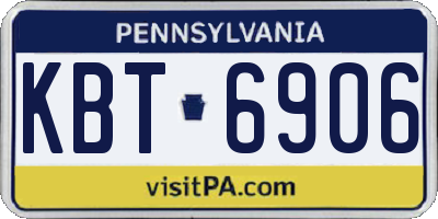 PA license plate KBT6906