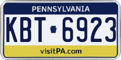 PA license plate KBT6923