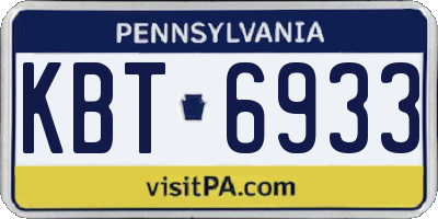 PA license plate KBT6933