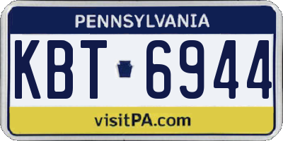 PA license plate KBT6944
