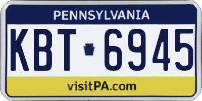 PA license plate KBT6945