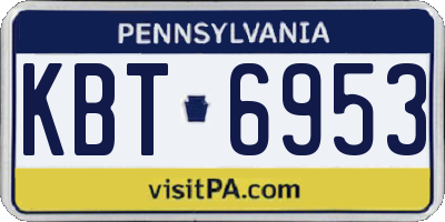 PA license plate KBT6953
