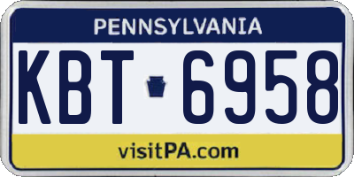 PA license plate KBT6958