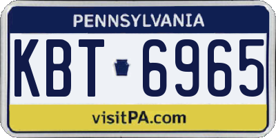 PA license plate KBT6965
