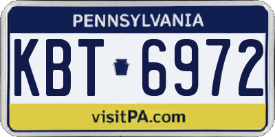 PA license plate KBT6972