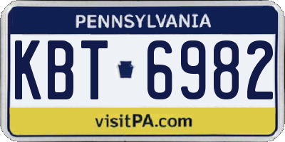 PA license plate KBT6982