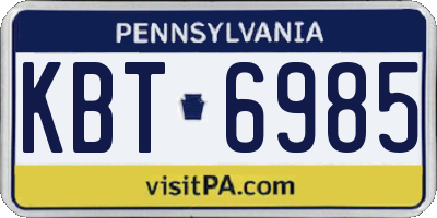 PA license plate KBT6985